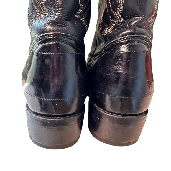 Je-Ver | Black Eel Leather Cowboy Boots Size Men’s 8.5 Women’s 10.5 - Picture 4 of 11